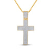 10kt Yellow Gold Mens Round Diamond Cross Charm Pendant 1/2 Cttw