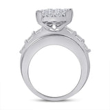 14kt White Gold Princess Diamond Cluster Bridal Wedding Engagement Ring 5 Cttw