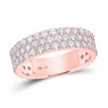 14kt Rose Gold Mens Round Diamond Pave 3-Row Band Ring 2-7/8 Cttw