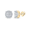 10kt Yellow Gold Womens Round Diamond Cluster Earrings 3/4 Cttw