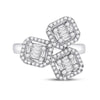 14kt White Gold Womens Baguette Diamond Triple Square Cluster Ring 5/8 Cttw