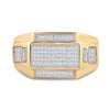 10kt Yellow Gold Mens Round Diamond Rectangle Cluster Ring 1/4 Cttw