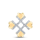 10kt Yellow Gold Womens Round Diamond Heart Pendant 1/10 Cttw