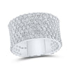 10kt White Gold Mens Round Diamond 7-Row Pave Band Ring 5-5/8 Cttw