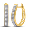 10kt Yellow Gold Womens Round Diamond Double Row Hoop Earrings 1/5 Cttw