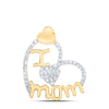 10kt Yellow Gold Womens Round Diamond I Heart Mom Pendant 1/4 Cttw