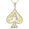 10kt Yellow Gold Mens Round Diamond Ace of Spades Charm Pendant 5/8 Cttw