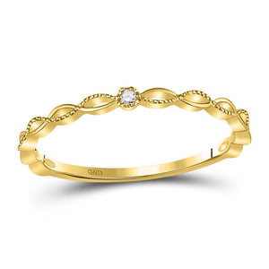 10kt Yellow Gold Womens Round Diamond Stackable Band Ring .01 Cttw