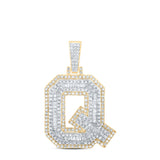 10kt Yellow Gold Mens Round Diamond Q Initial Letter Charm Pendant 1 Cttw