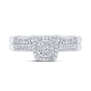 10kt White Gold Round Diamond Halo Bridal Wedding Ring Band Set 1/4 Cttw