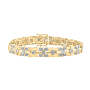 10kt Yellow Gold Mens Round Diamond Link Bracelet 5/8 Cttw