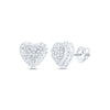 Sterling Silver Womens Round Diamond Heart Earrings 1/6 Cttw