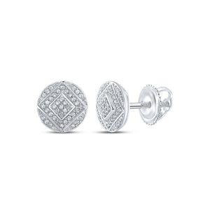 Sterling Silver Womens Round Diamond Circle Earrings 1/3 Cttw