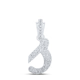 10kt White Gold Womens Round Diamond S Cursive Initial Letter Pendant 1/4 Cttw