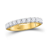 14kt Yellow Gold Womens Machine Set Round Diamond Wedding Band 1 Cttw