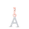 10kt Rose Gold Womens Round Diamond A Initial Letter Pendant .03 Cttw