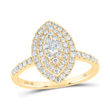 10kt Yellow Gold Womens Round Diamond Oval Ring 3/4 Cttw