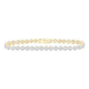 10kt Yellow Gold Womens Round Diamond Fashion Bracelet 4-3/8 Cttw