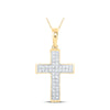 10kt Yellow Gold Womens Round Diamond Cross Pendant 1/5 Cttw