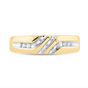 10kt Yellow Gold Mens Round Diamond Wedding Band Ring 1/8 Cttw