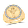14kt Yellow Gold Mens Round Diamond Circle Angel Ring 1/6 Cttw