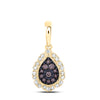 10kt Yellow Gold Womens Round Brown Diamond Teardrop Pendant 1/5 Cttw