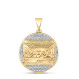 10kt Yellow Gold Mens Round Diamond Last Supper Religious Charm Pendant 1/2 Cttw