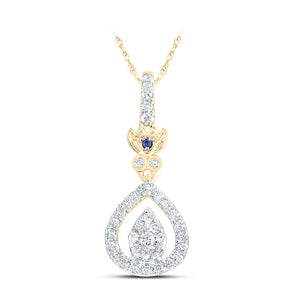 14kt Yellow Gold Womens Round Diamond Teardrop Pendant 1/4 Cttw