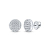 10kt White Gold Round Diamond Circle Cluster Stud Earrings 1/12 Cttw