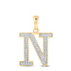 10kt Yellow Gold Womens Round Diamond Initial N Letter Pendant 1/10 Cttw