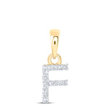 10kt Yellow Gold Womens Round Diamond F Initial Letter Pendant .03 Cttw