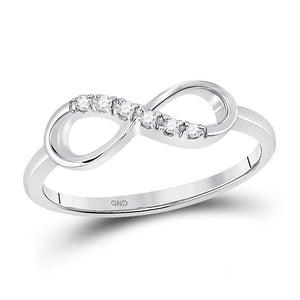 10kt White Gold Womens Round Diamond Infinity Band Ring 1/20 Cttw