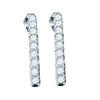 10k White Gold Round Pave-set Diamond Womens Dangle Earrings 1/2 Cttw