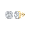 10kt Yellow Gold Womens Round Diamond Square Cluster Earrings 3/4 Cttw