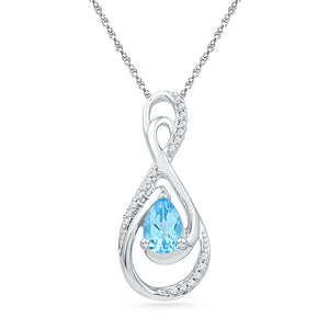 10kt White Gold Womens Oval Synthetic Blue Topaz Solitaire Pendant 3/4 Cttw
