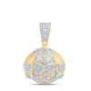 10kt Yellow Gold Mens Round Diamond Soccer Ball Charm Pendant 1 Cttw