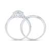 10kt White Gold Round Diamond Halo Cluster Bridal Wedding Ring Band Set 1/5 Cttw