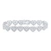 10kt White Gold Womens Round Diamond Heart Bracelet 3-7/8 Cttw