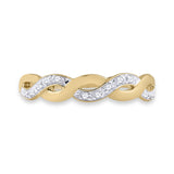 10kt Yellow Gold Womens Round Diamond Woven Twist Band Ring 1/12 Cttw