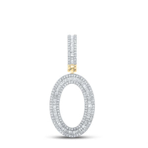 10kt Yellow Gold Mens Baguette Diamond Initial O Letter Charm Pendant 1 Cttw