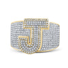 10kt Two-tone Gold Mens Round Diamond Initial J Letter Ring 1-1/5 Cttw