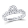 14kt White Gold Princess Diamond Bridal Wedding Ring Band Set 1/2 Cttw