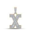 14kt Two-tone Gold Mens Baguette Diamond X Initial Letter Charm Pendant 2 Cttw