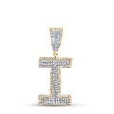 14kt Two-tone Gold Mens Round Diamond I Initial Charm Pendant 1/2 Cttw