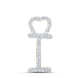 10kt Yellow Gold Womens Round Diamond I Heart Letter Pendant 1/10 Cttw