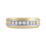 10kt Two-tone Gold Mens Round Diamond Single Row Band Ring 1/4 Cttw