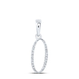 10kt White Gold Womens Round Diamond O Initial Letter Pendant 1/12 Cttw