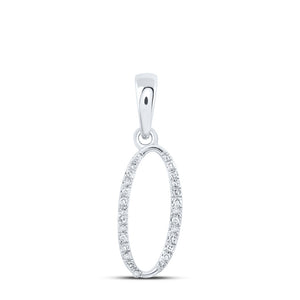10kt White Gold Womens Round Diamond O Initial Letter Pendant 1/12 Cttw