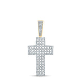 10kt Yellow Gold Mens Round Diamond Cross Charm Pendant 1-1/2 Cttw