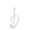 10kt White Gold Womens Round Diamond D Initial Letter Pendant 1/10 Cttw